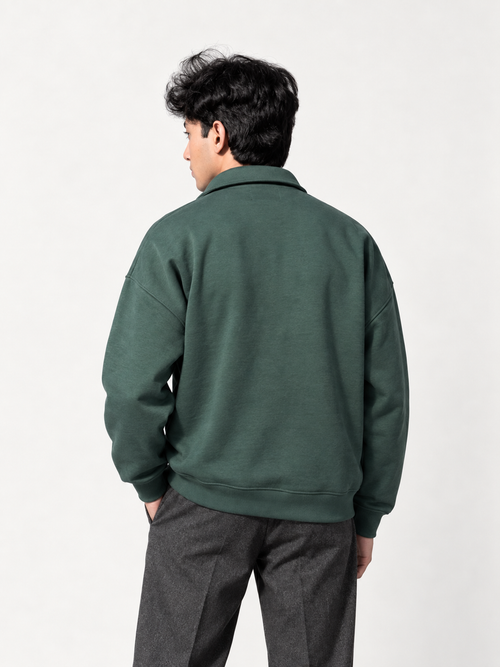 DROPLINE Essential  Oversized Quarter-Zip — Green