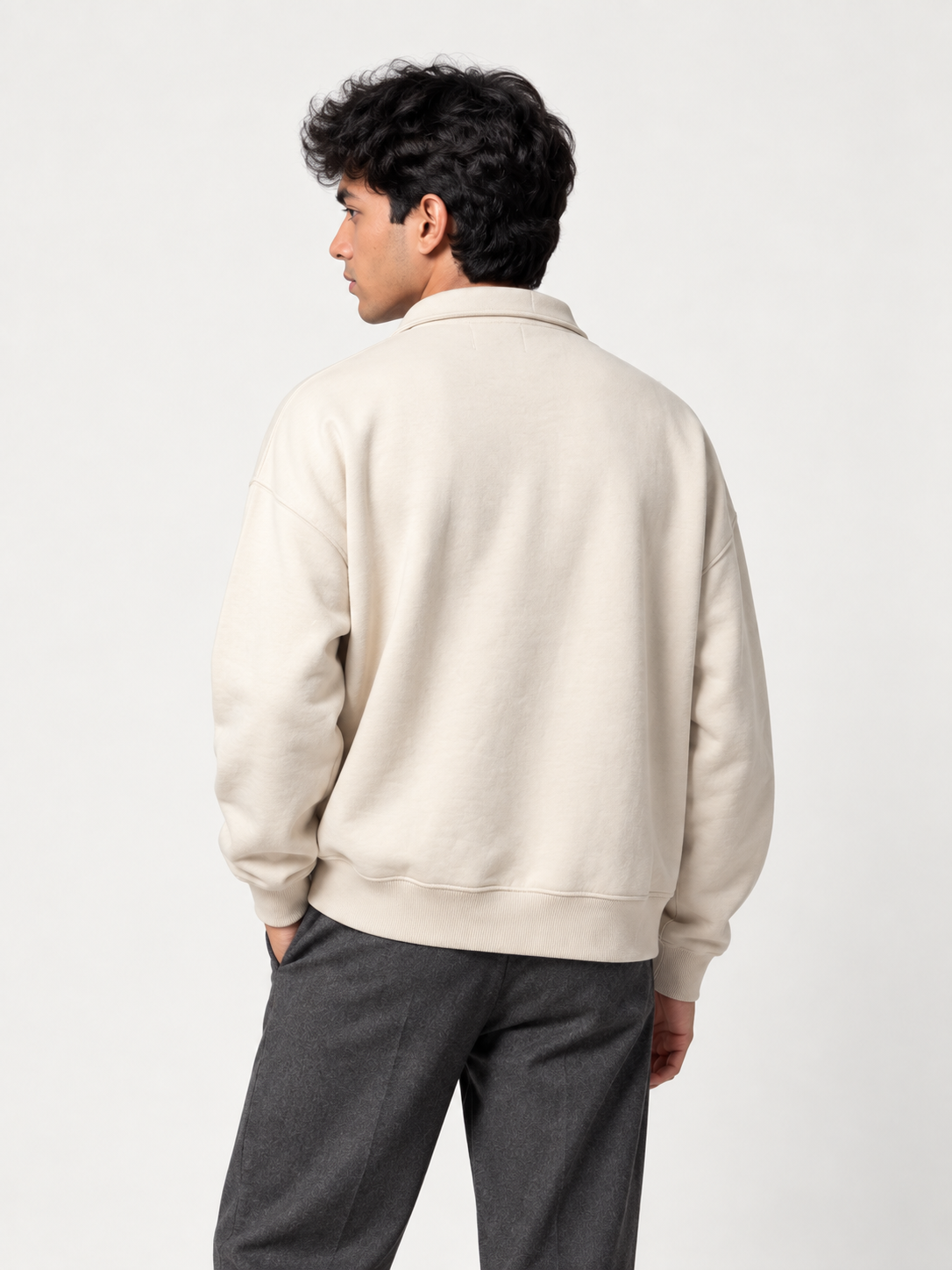DROPLINE Essential Quarter-Zip Beige