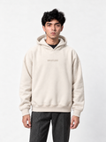 DROPLINE Oversized Graphic Hoodie — Beige