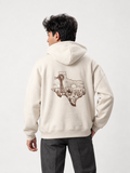 DROPLINE Oversized Graphic Hoodie Beige