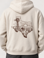 DROPLINE Oversized Graphic Hoodie — Beige