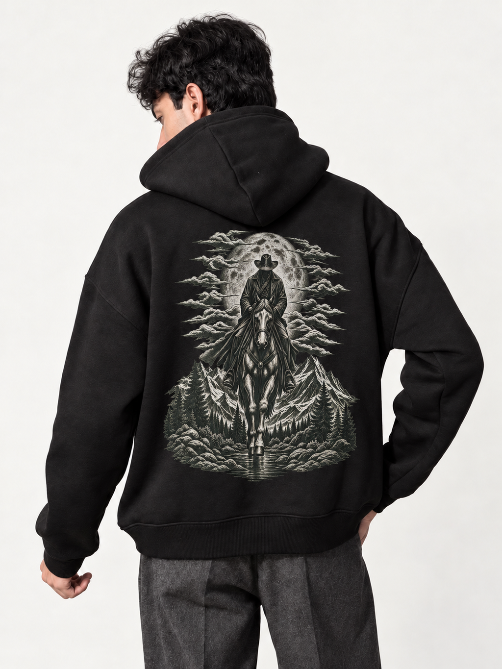 DROPLINE Graphic Oversized Hoodie  Black