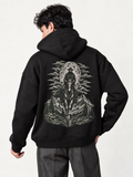 DROPLINE Graphic Oversized Hoodie  Black