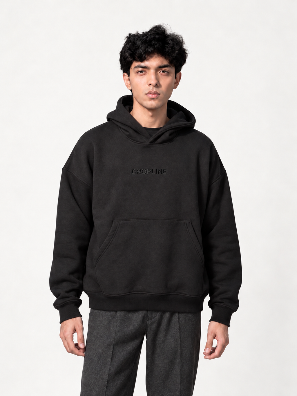 DROPLINE Graphic Oversized Hoodie  Black