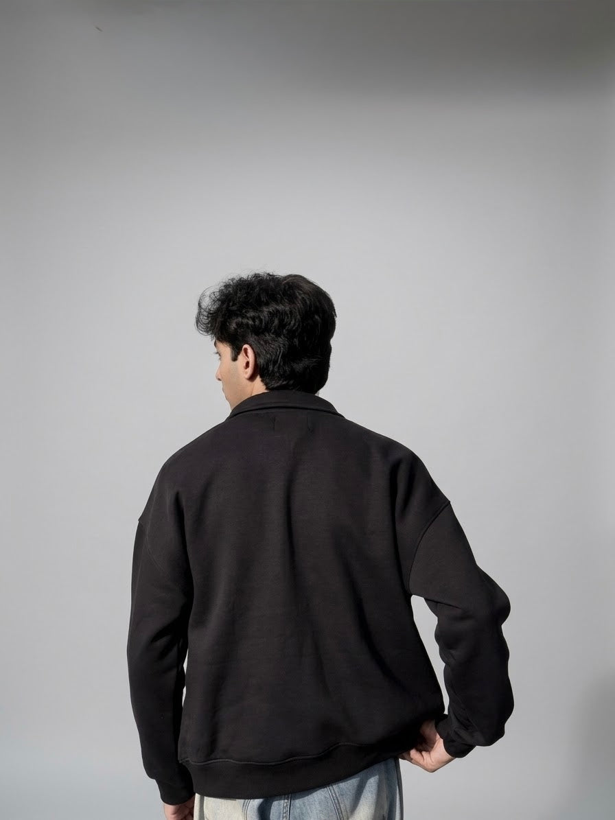 DROPLINE Essential Quarter-Zip Black