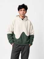 DROPLINE Double Panel Hoodie Green & Beige